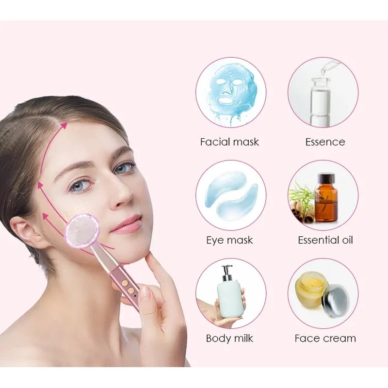 Face Jade Roller Manufacturer - Hot Compress Vibration LED USB Powered Natural Jade Anti-Wrinkle