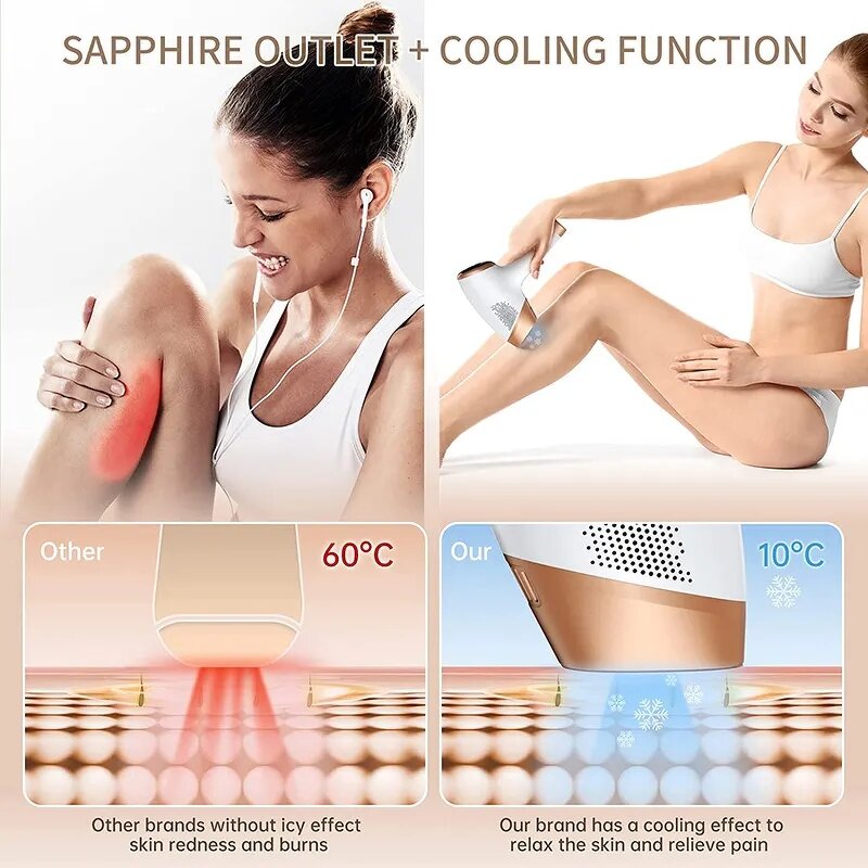 IPL Hair Removal Machine Manufacturer - Pain-Free Permanent Home Handheld with Sapphire Cooling US Plug
