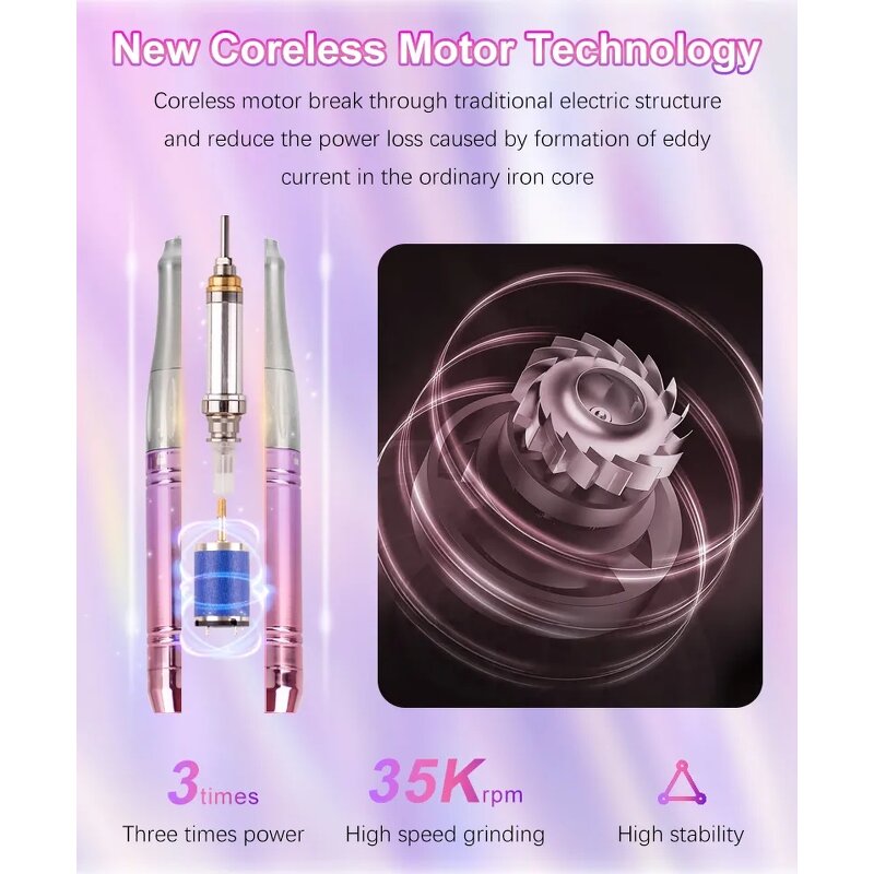 Nail Drill Machine Manufacturer - Portable 35000rpm Rechargeable Mini Cordless for Manicure Pedicure