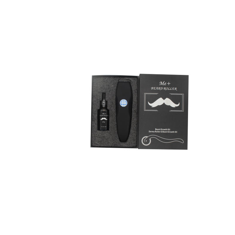 Beard Growth Kit Manufacturer - with Matte Black Derma Roller and Beard Growth Oil