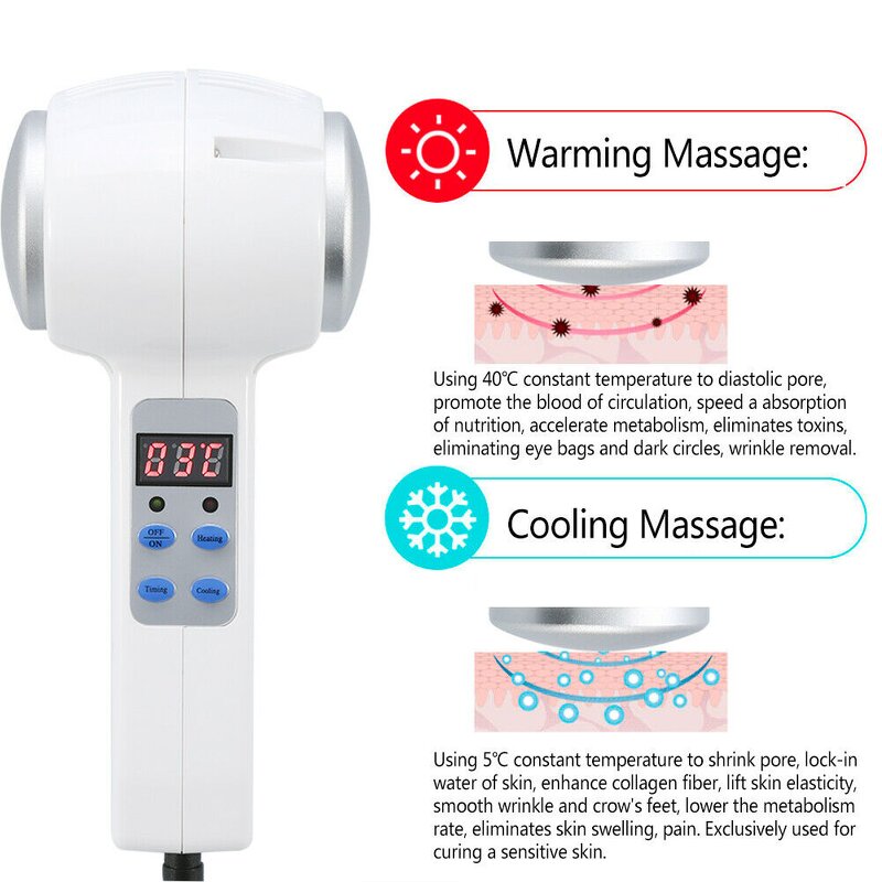 Facial Beauty Massager Manufacturer - Blue Light Derma Rolling System Hot Cold Hammer for Pore Tightening
