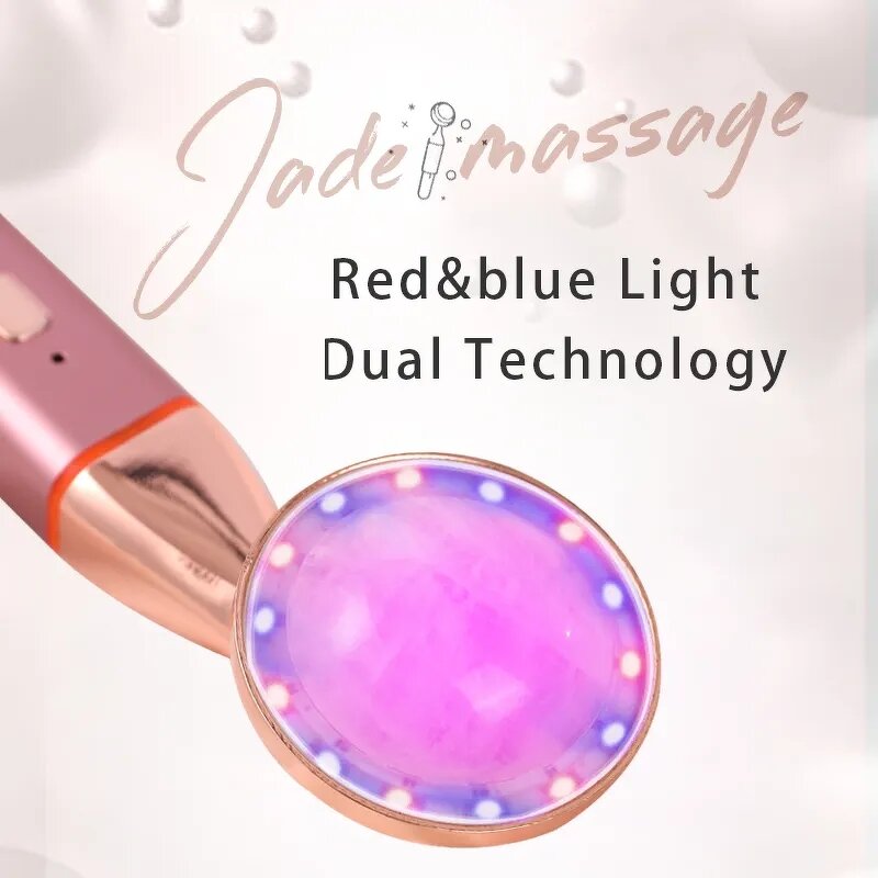 Face Jade Roller Manufacturer - Hot Compress Vibration LED USB Powered Natural Jade Anti-Wrinkle
