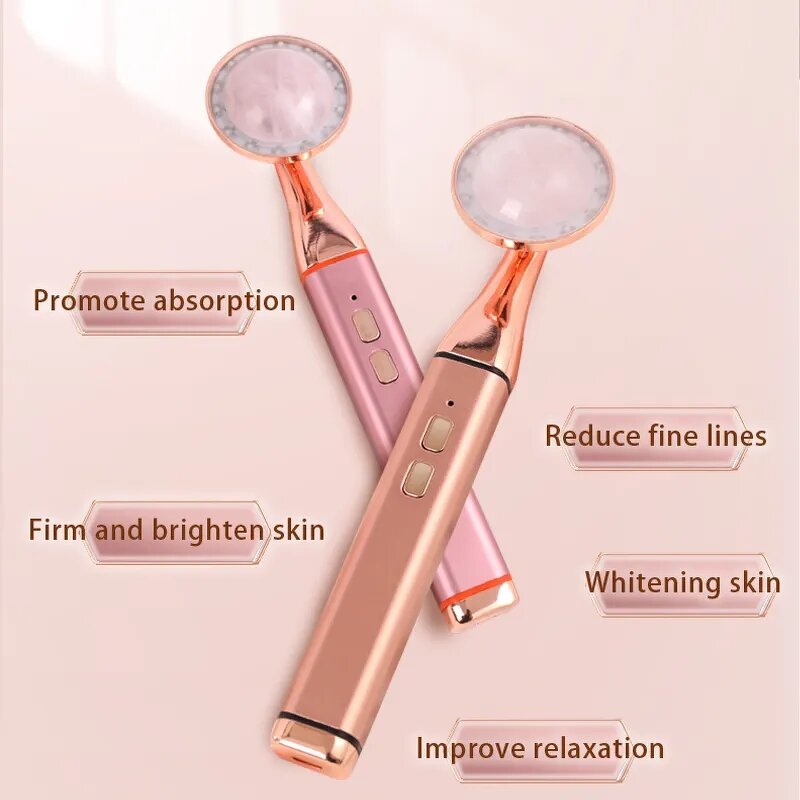 Face Jade Roller Manufacturer - Hot Compress Vibration LED USB Powered Natural Jade Anti-Wrinkle