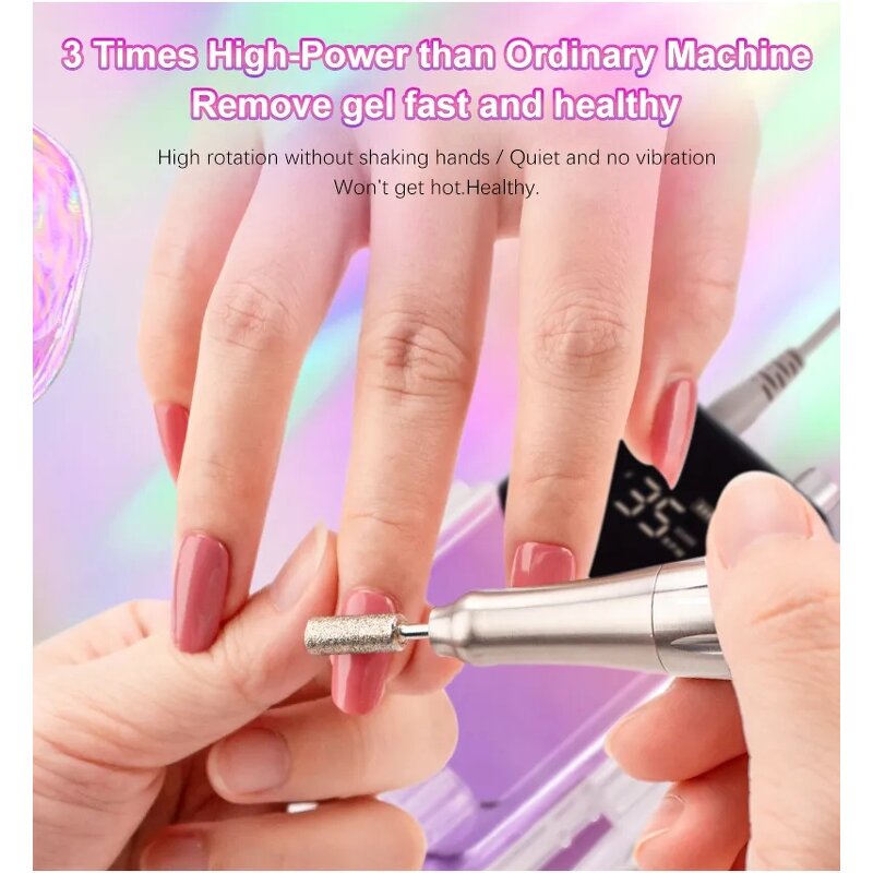 Nail Drill Machine Manufacturer - Portable 35000rpm Rechargeable Mini Cordless for Manicure Pedicure