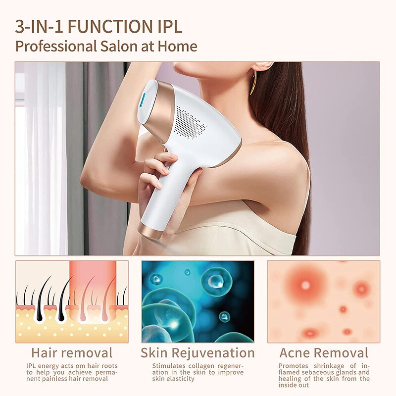 IPL Hair Removal Machine Manufacturer - Pain-Free Permanent Home Handheld with Sapphire Cooling US Plug