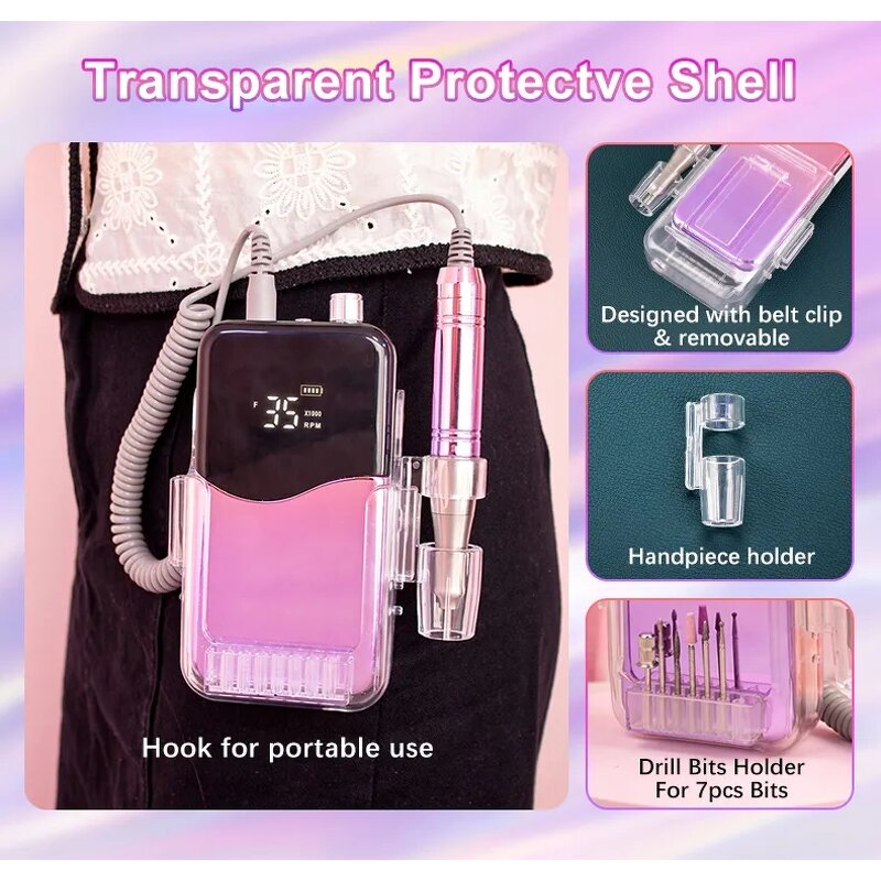 Nail Drill Machine Manufacturer - Portable 35000rpm Rechargeable Mini Cordless for Manicure Pedicure