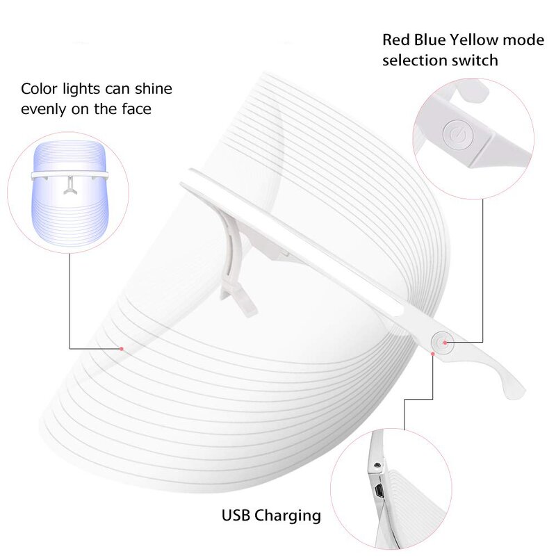 LED Light Therapy Mask Manufacturer - Professional USB Rechargeable Portable 3 Color for Salon