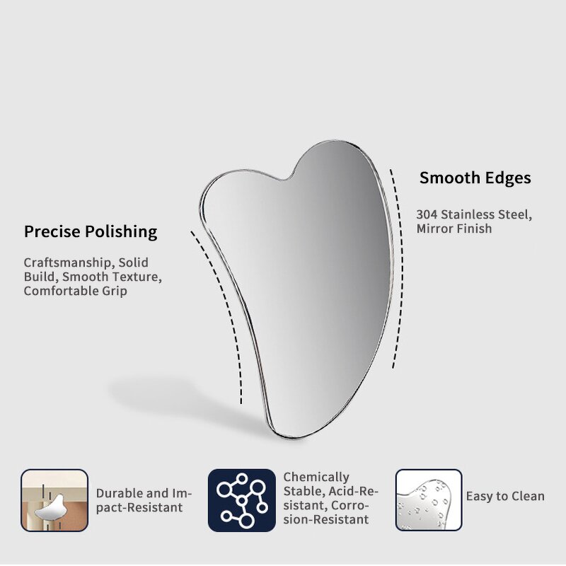Heart Shaped Gua Sha Tool - High Quality Custom Logo Metal Face Neck Body Tool