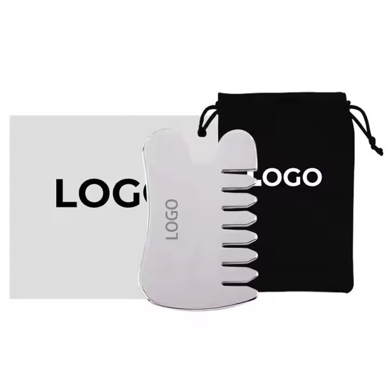 Stainless Steel Scalp Comb - Multifunctional Custom Logo Medical Grade Gua Sha Tool