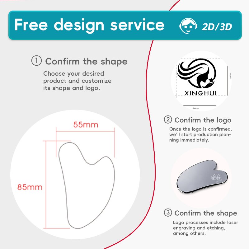 Heart Shape Gua Sha Tool - Custom Logo Zinc Alloy Facial Body Skin Care Tool