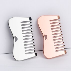 Zinc Alloy Wide Tooth Comb - Free Custom Logo Gua Sha Massage Beauty Tool
