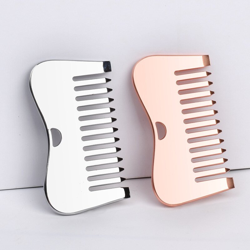 Zinc Alloy Wide Tooth Comb - Free Custom Logo Gua Sha Massage Beauty Tool