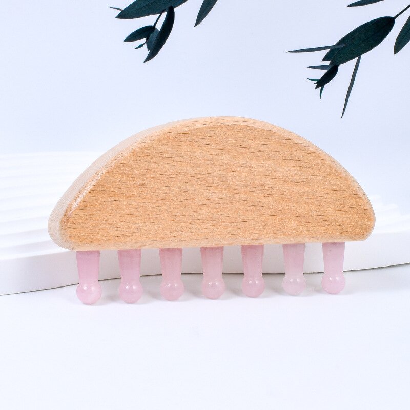 Wooden Gua Sha Comb - Trend Custom Scalp Massager Jade Stone Head Tool