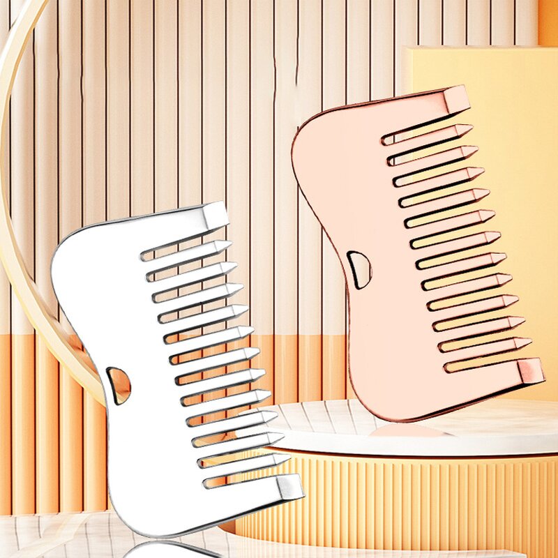 Zinc Alloy Wide Tooth Comb - Free Custom Logo Gua Sha Massage Beauty Tool
