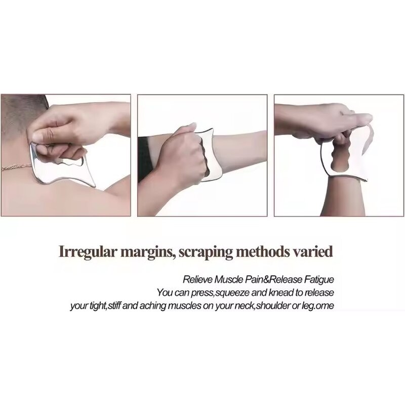 Stainless Steel Gua Sha Tool - Custom Laser Logo Body Exfoliator Fascia Release Tool