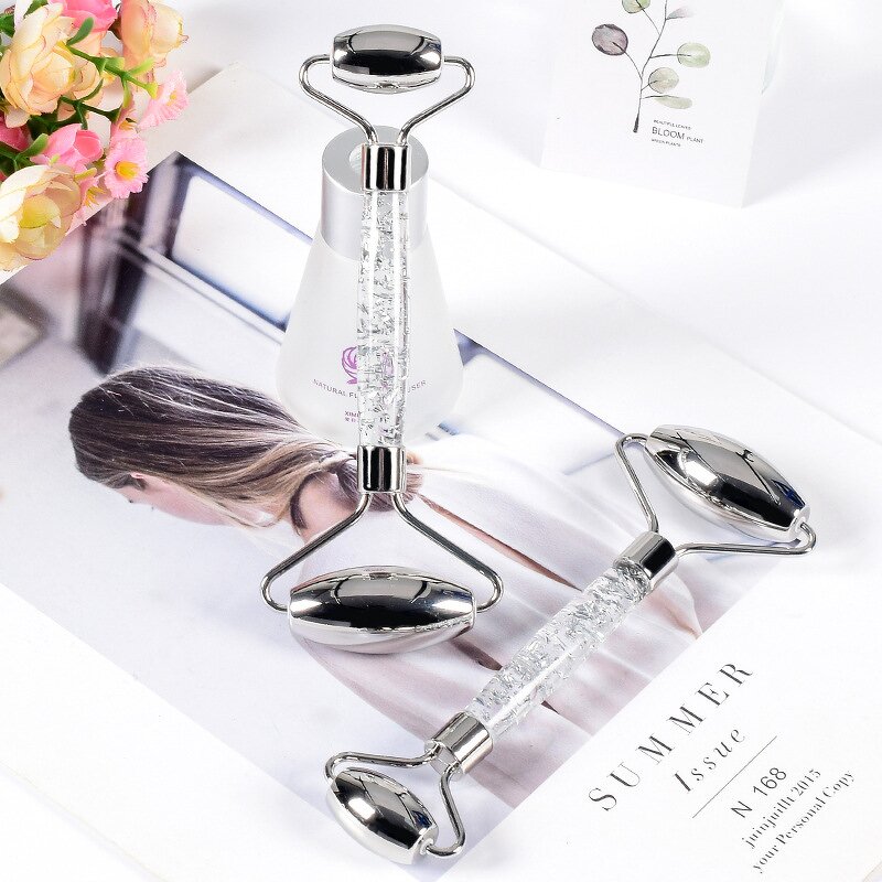 Stainless Steel Gua Sha Set - In Stock Custom Logo Silver Heart Face Roller Tool