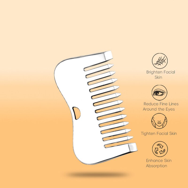 Zinc Alloy Wide Tooth Comb - Free Custom Logo Gua Sha Massage Beauty Tool