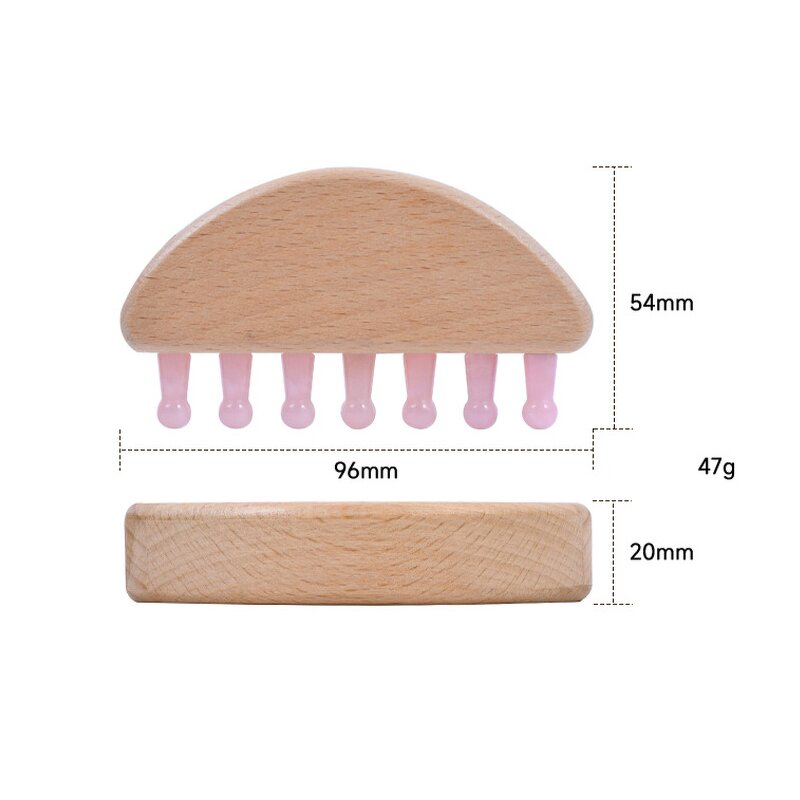 Wooden Gua Sha Comb - Trend Custom Scalp Massager Jade Stone Head Tool