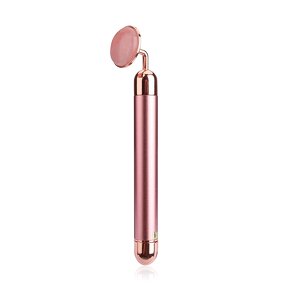 Vibrating Jade Roller - Newest 24k Gold Rose Quartz Energy Facial Bar Tool