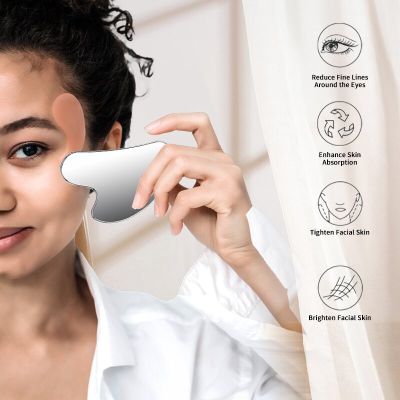 Heart Shaped Gua Sha Tool - High Quality Custom Logo Metal Face Neck Body Tool