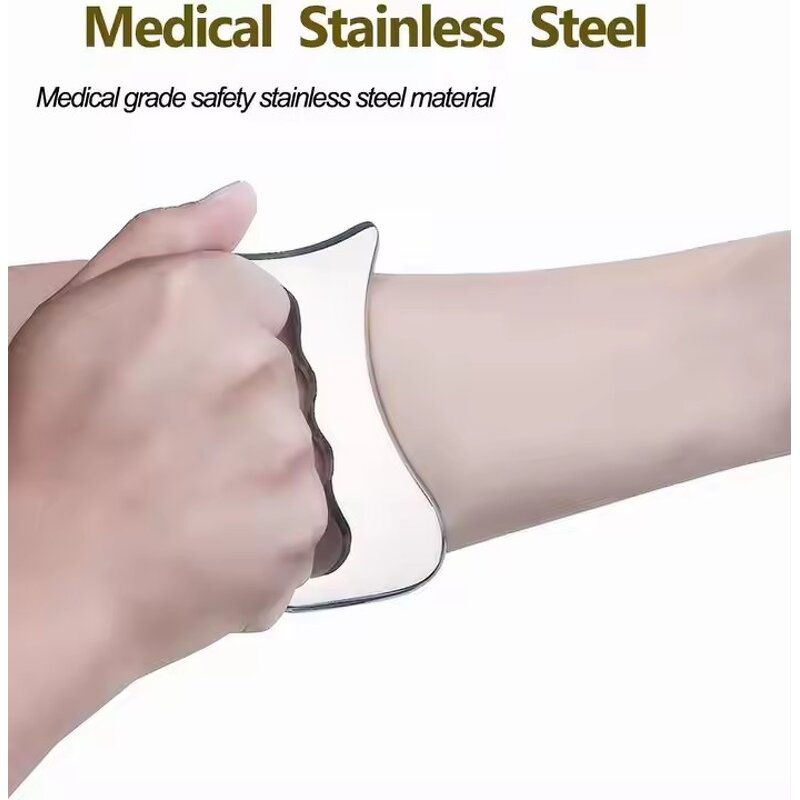 Stainless Steel Gua Sha Tool - Custom Laser Logo Body Exfoliator Fascia Release Tool