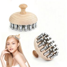 Terahertz Scalp Gua Sha - XingHui Natural Stone Wood Comb Head Massage Tool