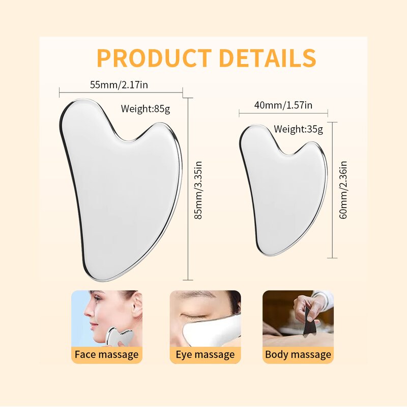 Gua Sha Facial Massager Manufacturer - Latest Style Metal Custom Wrinkle Remove Silver Color