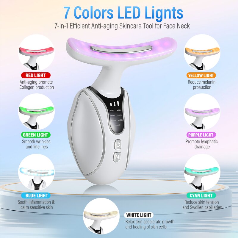 Face Massager Manufacturer - 7 in 1 Microcurrent Facial Device LED Light Therapy for Skin Tightening