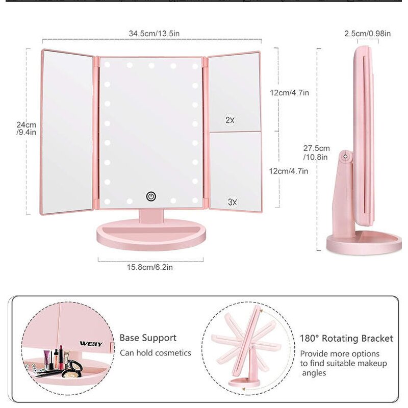 Makeup Mirror Manufacturer - Big Light Sets with 10x Small Magnification Mirror