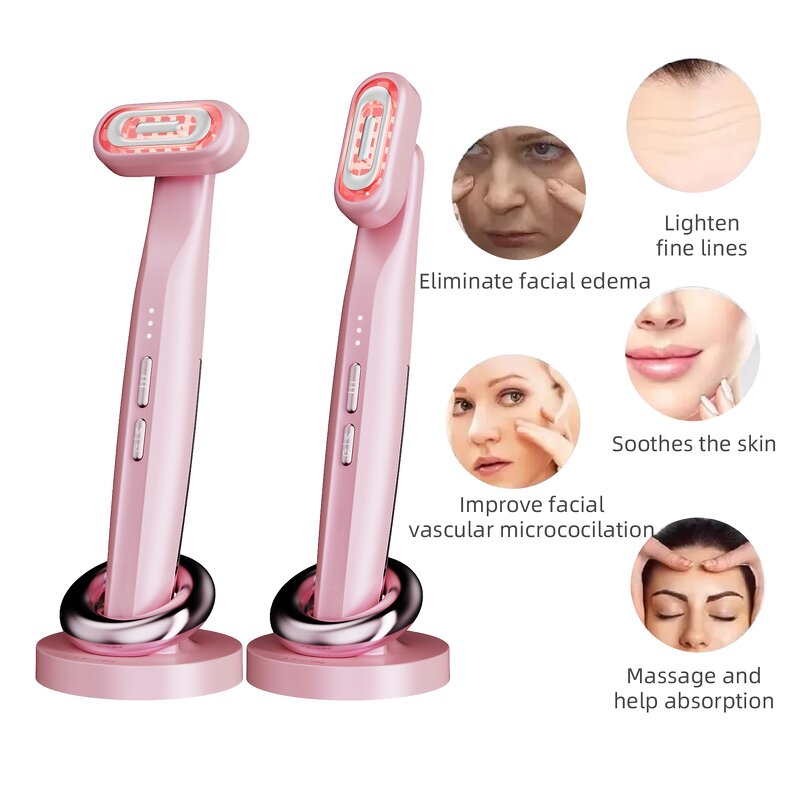 Facial Lifting Wand Manufacturer - 4 in 1 Red Light Therapy Microcurrent for Anti-aging