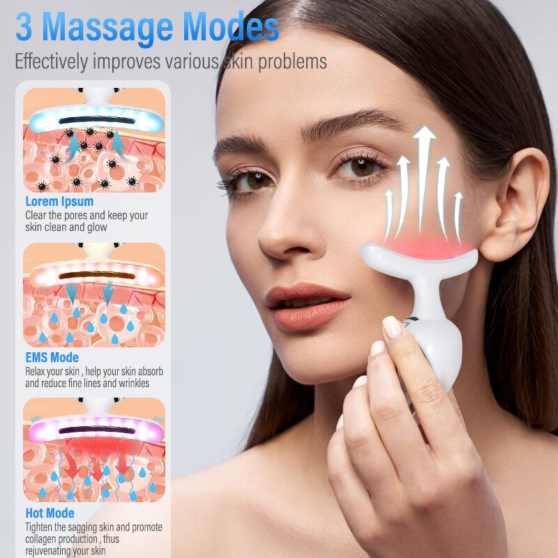 Face Massager Manufacturer - 7 in 1 Microcurrent Facial Device LED Light Therapy for Skin Tightening