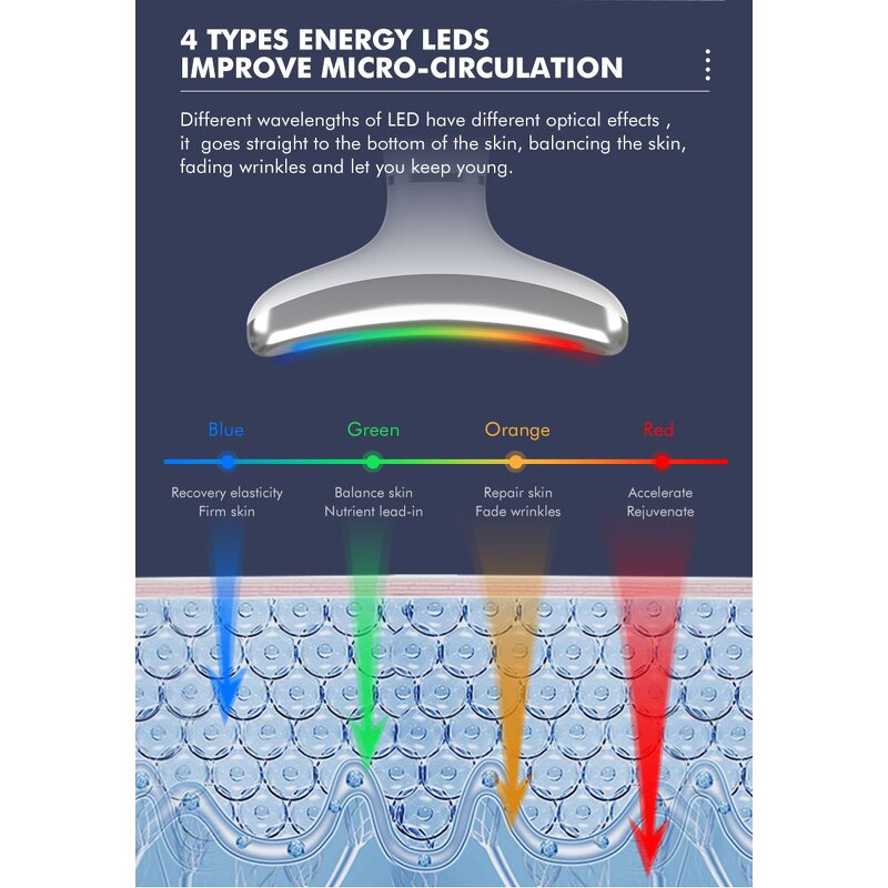 Neck Lifting Massager Manufacturer - New Product 4 Colors Led Light Anti-aging Wrinkle