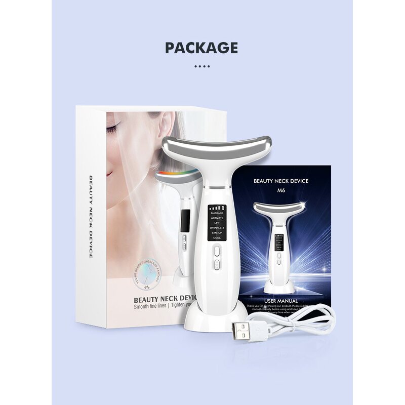 Neck Face Massager Manufacturer - Firming Wrinkle Removal Tool Double Chin Reducer 4 Color Modes