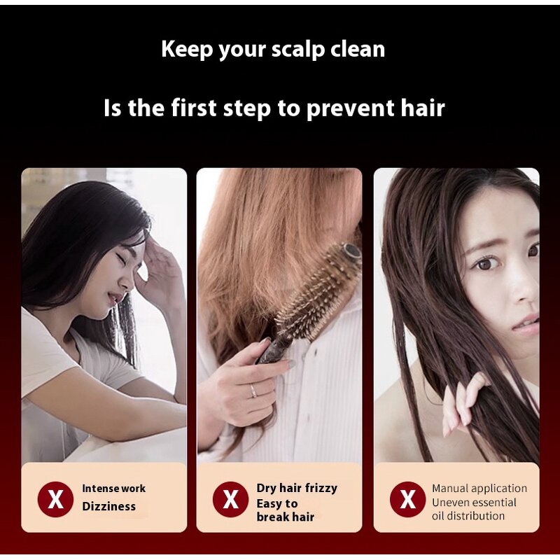 Scalp Massage Brush Manufacturer - Red Blue Light Therapy Vibrating Oil Spray Hair Growth