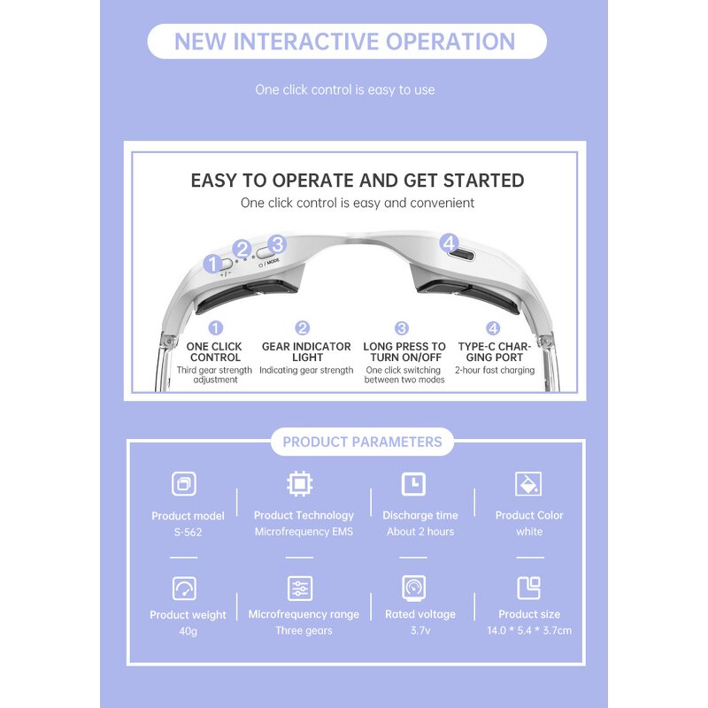 Eye Massager Manufacturer - LED Red Light Therapy Vibration Micro-Current EMS for Face Lift