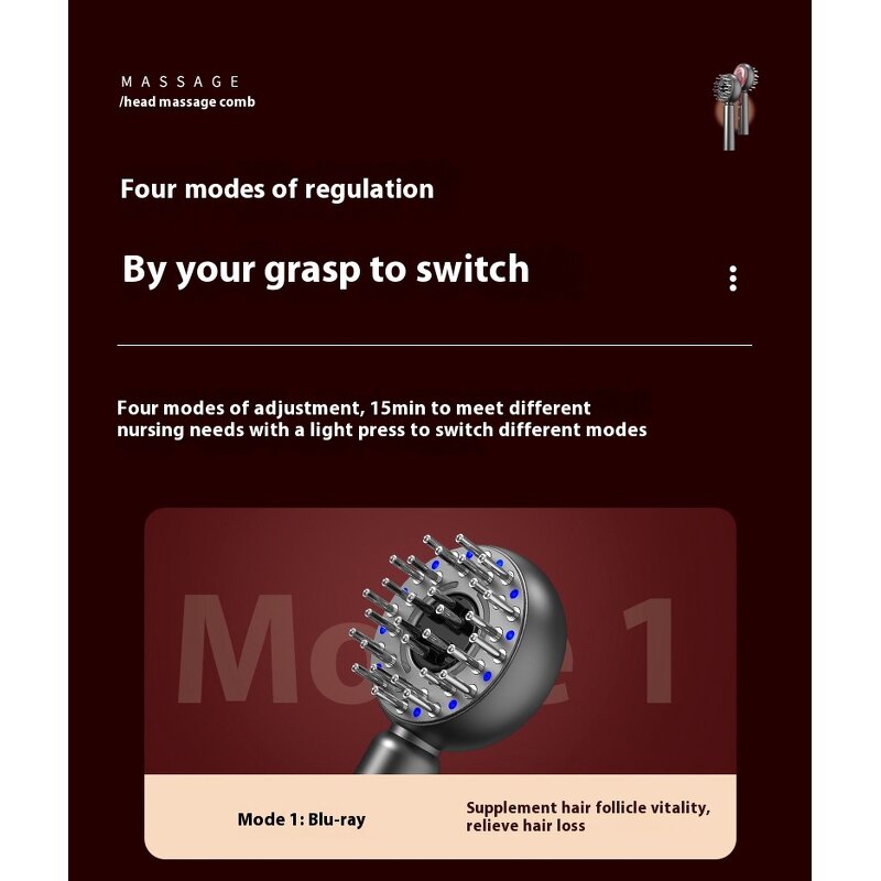 Scalp Massage Comb Manufacturer - Multi-Purpose Micro-Current Red and Blue Light Therapy for Hair Care