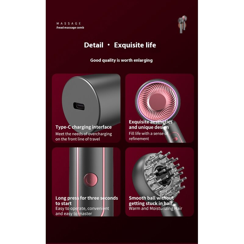 Scalp Massage Comb Manufacturer - High Quality Red Light Therapy Vibrating Microcurrent Oil Applicator