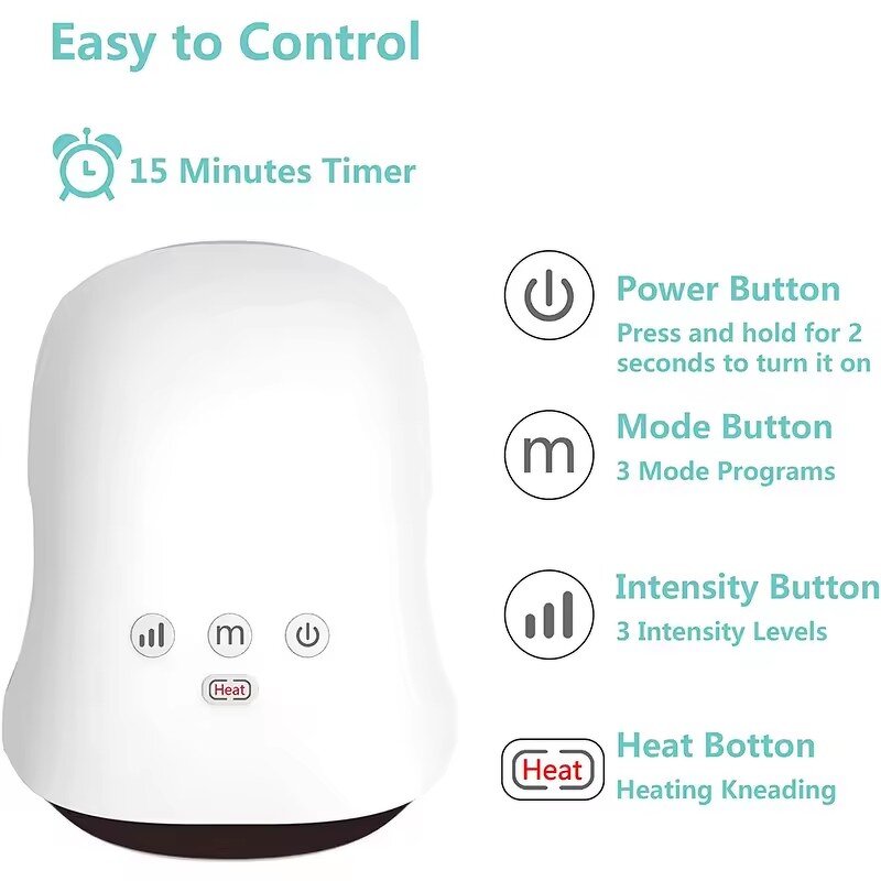 Cordless Hand Massager - YOUMAY Heated Shiatsu Air Pressure Vibrating Finger Tool