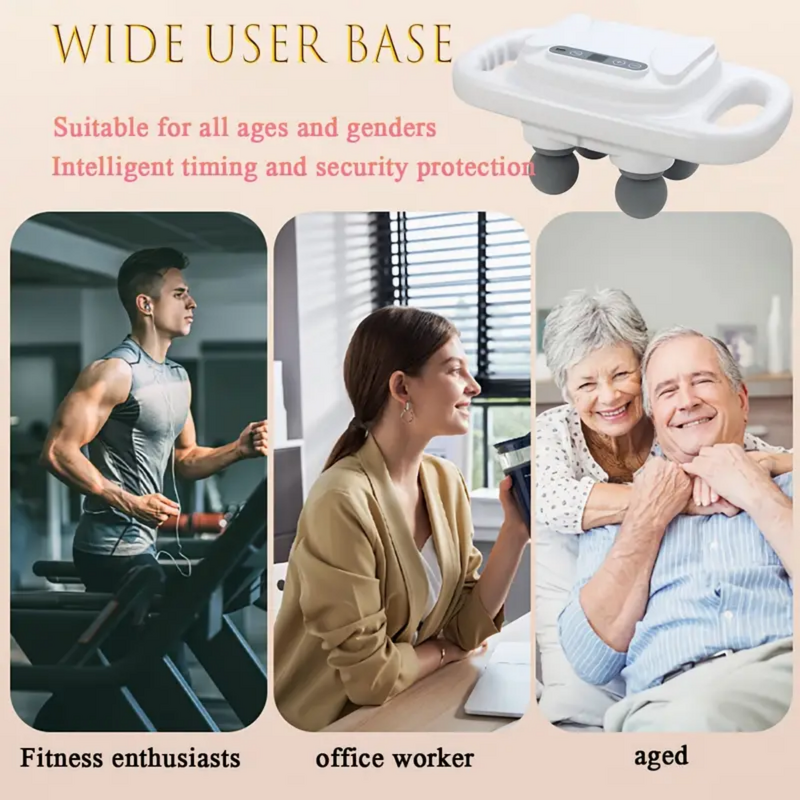 4-Head Fascia Gun - Brushless 1200-3200 RPM 2000mAh Professional Massage Tool