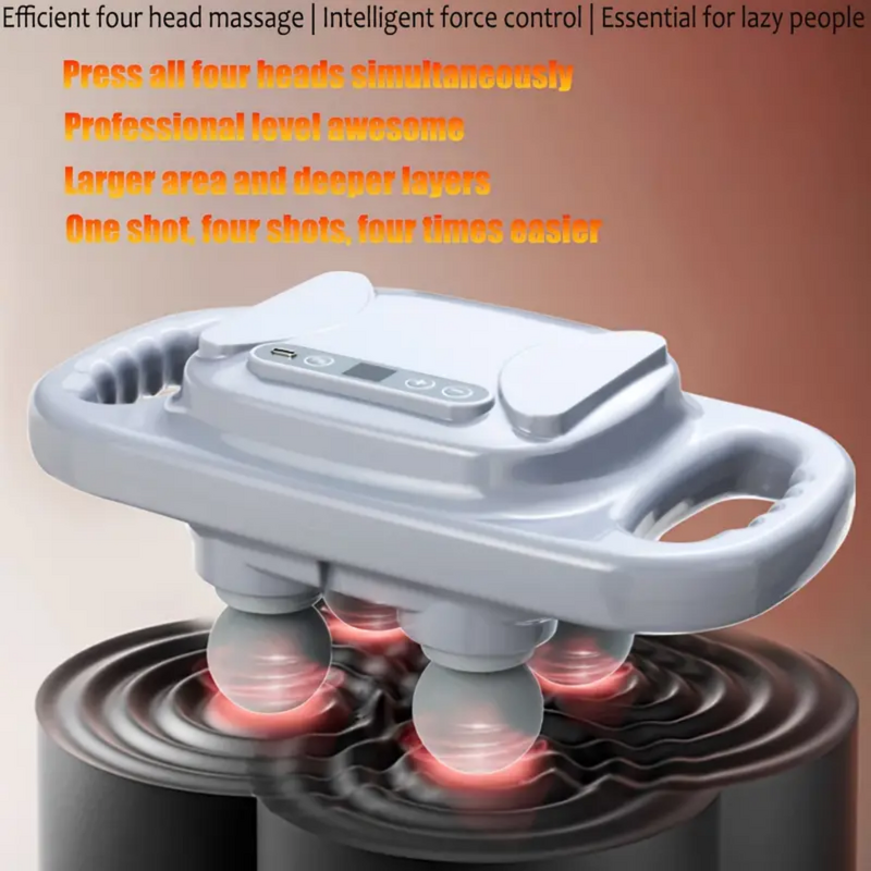 4-Head Fascia Gun - Brushless 1200-3200 RPM 2000mAh Professional Massage Tool