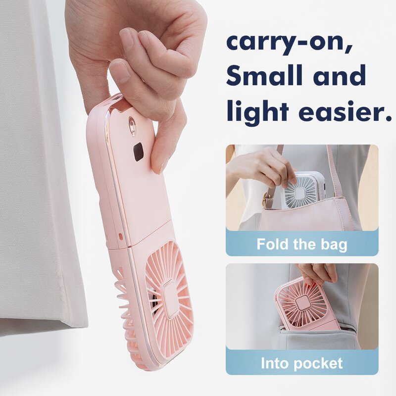 Multifunction Handheld Fan - Mini Power Bank Phone Holder Foldable Hanging Neck Tool