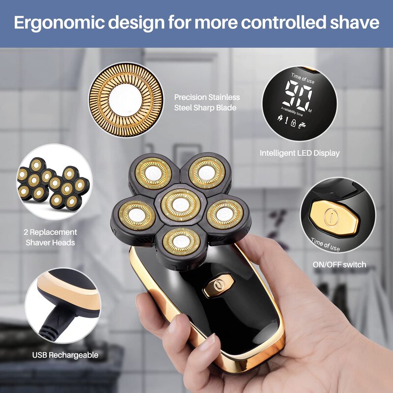 Electric Hair Trimmer - Waterproof Professional Head Nose Beard Facial Shaving Razor