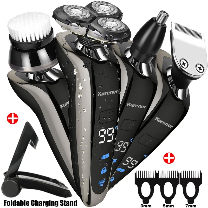 Men Hair Cutting Set - Professional LCD Three Head Razor USB Charging Rechargeable Tool