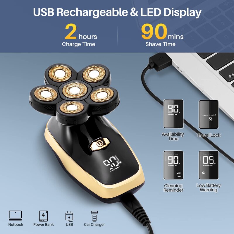 Electric Hair Trimmer - Waterproof Professional Head Nose Beard Facial Shaving Razor