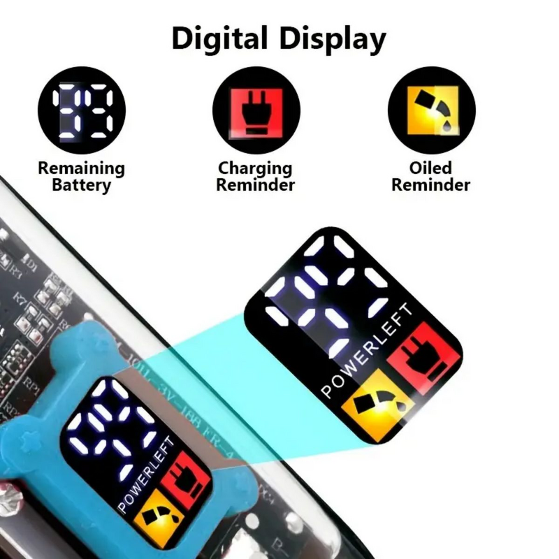 Electric Hair Clippers - Cordless LCD Display Waterproof Beard Nose Mens Grooming Kit