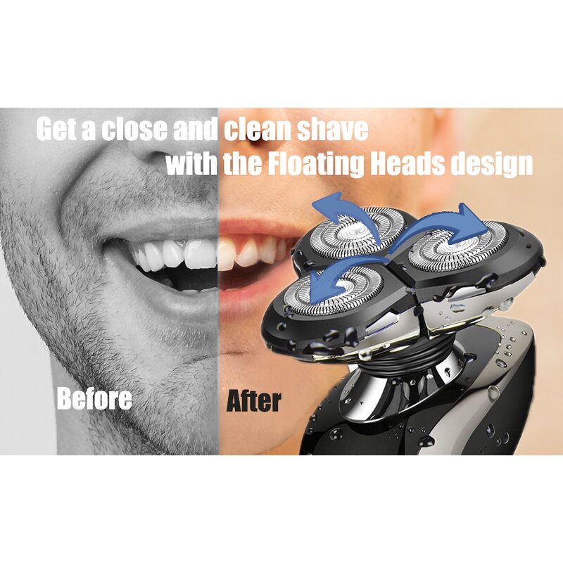 Men Hair Cutting Set - Professional LCD Three Head Razor USB Charging Rechargeable Tool