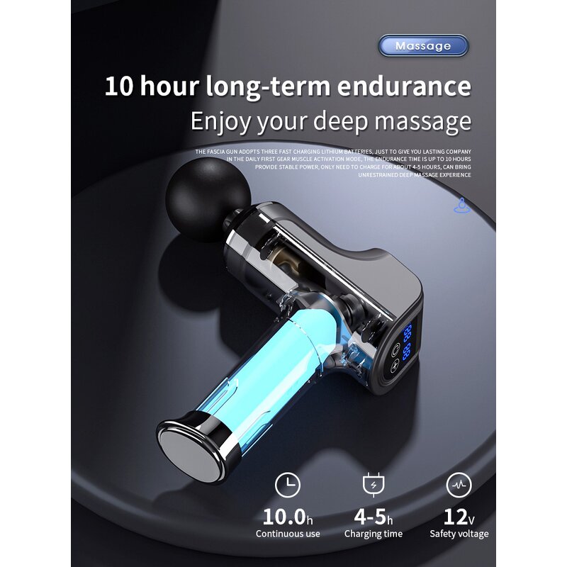 Sports Massage Gun - 99 Speed LCD Screen 10 Hours Working Time Fitness Tool