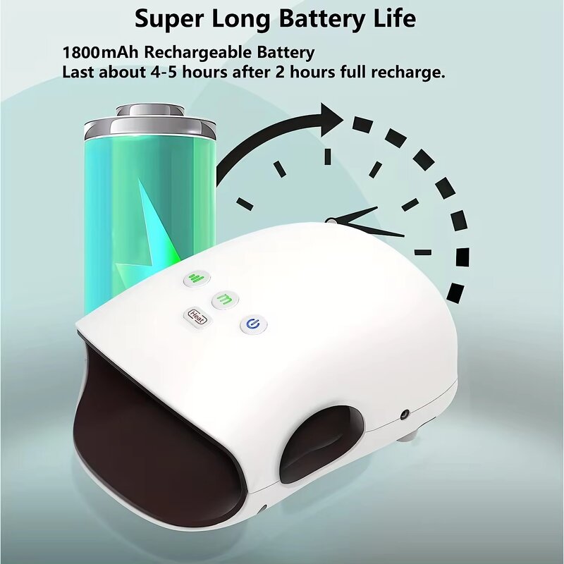 Cordless Hand Massager - YOUMAY Heated Shiatsu Air Pressure Vibrating Finger Tool