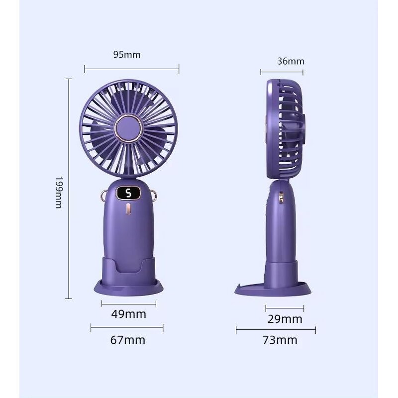 Hanging Neck Fan - Charging Phone Holder Digital Display Portable Outdoor USB Tool
