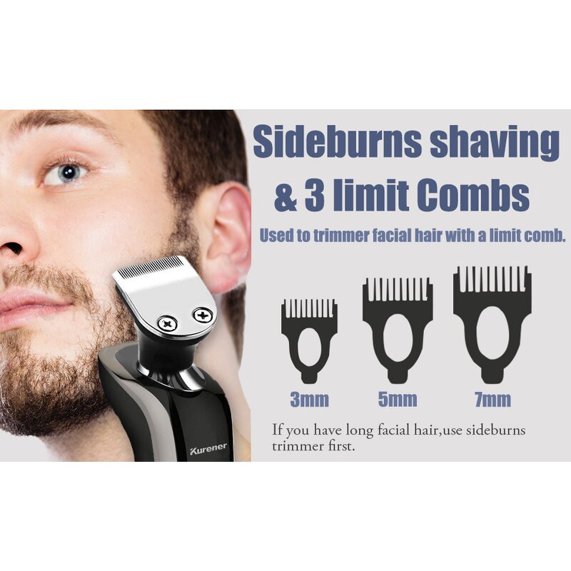 Men Hair Cutting Set - Professional LCD Three Head Razor USB Charging Rechargeable Tool